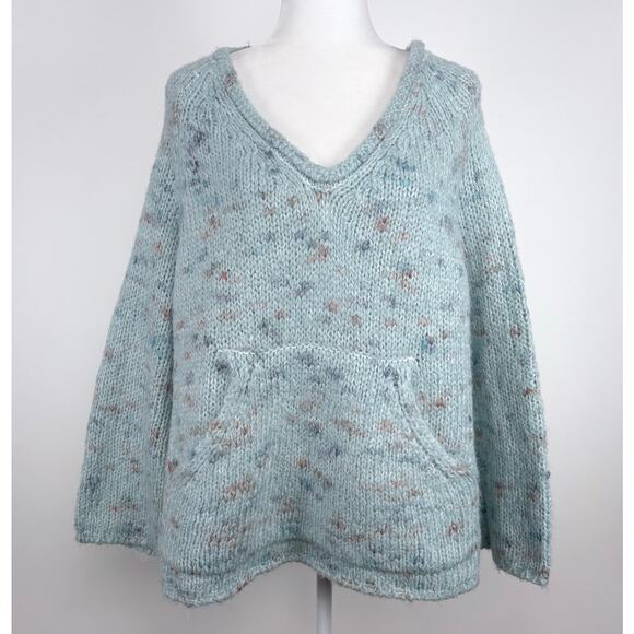 Urban Outfitters BDG Ryleigh Chunky Knit Pullover V-Neck Sweater Blue Size Large - Picture 1 of 11